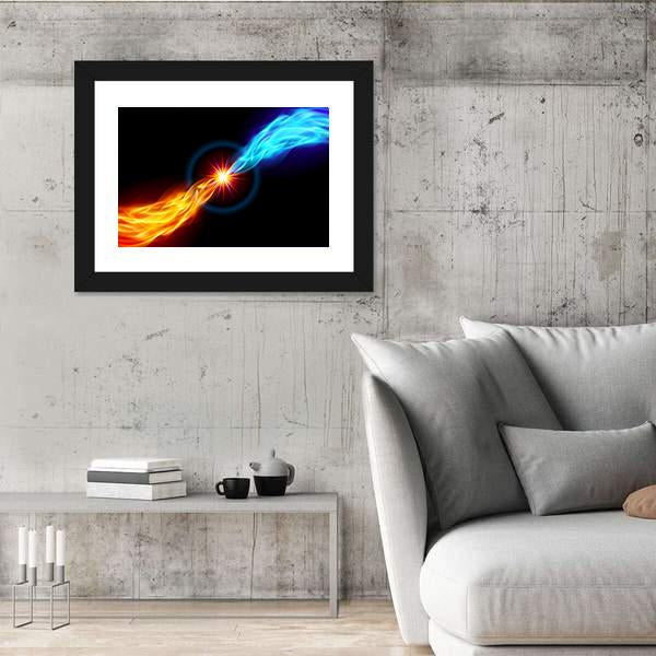 Star With Red And Blue Flame Canvas Wall Art-3 Horizontal-Gallery Wrap-25" x 16"-Tiaracle