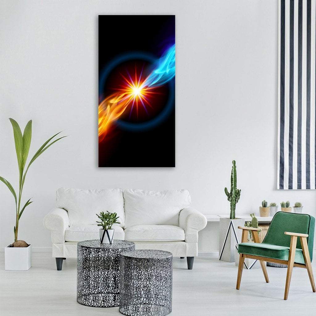 Star With Red And Blue Flame Vertical Canvas Wall Art-1 Vertical-Gallery Wrap-12" x 24"-Tiaracle
