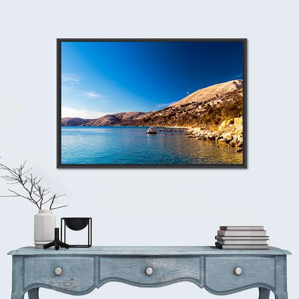 Stara Baska Village In Krk Island Canvas Wall Art-1 Piece-Floating Frame-24" x 16"-Tiaracle