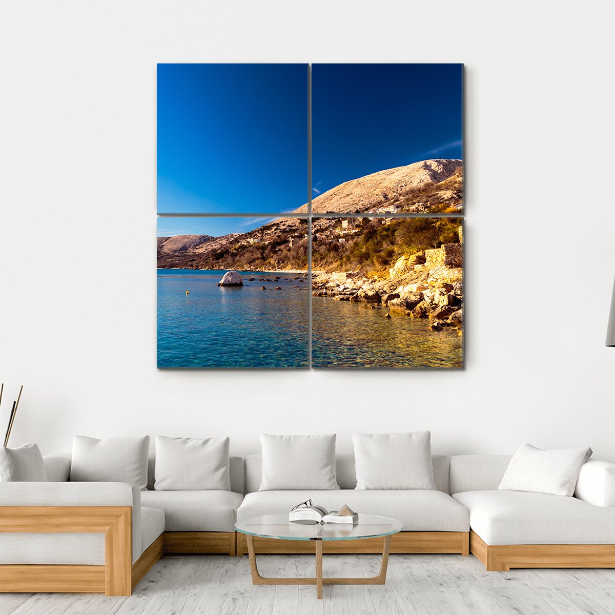 Stara Baska Village In Krk Island Canvas Wall Art-4 Square-Gallery Wrap-17" x 17"-Tiaracle