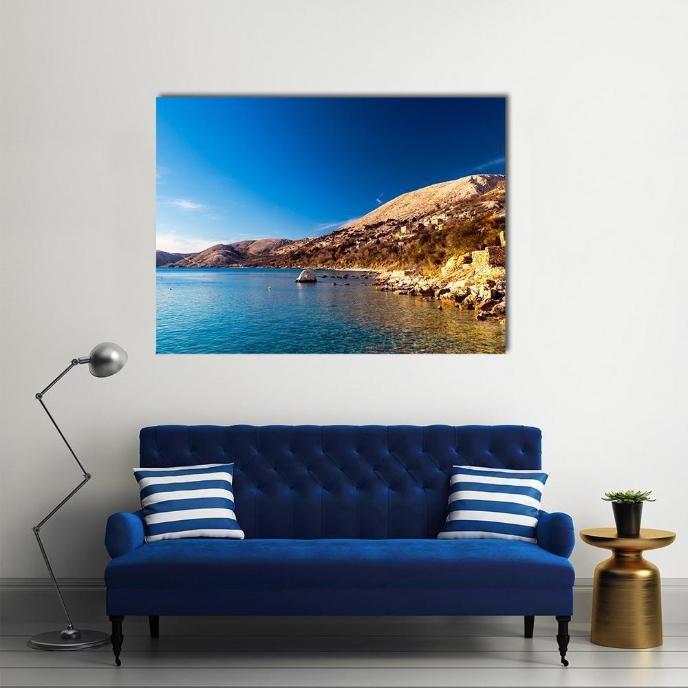 Stara Baska Village In Krk Island Canvas Wall Art-5 Star-Gallery Wrap-62" x 32"-Tiaracle