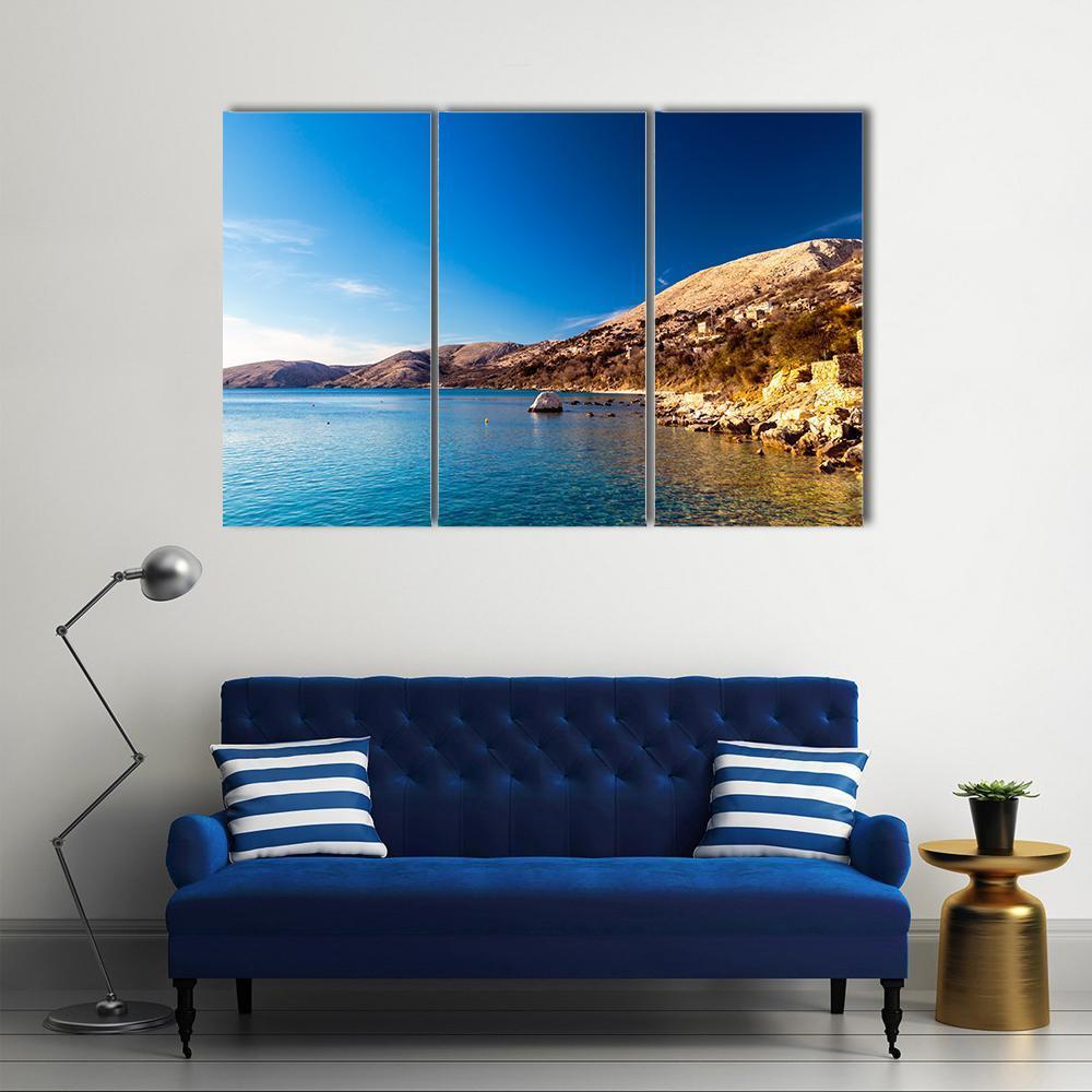 Stara Baska Village In Krk Island Canvas Wall Art-3 Horizontal-Gallery Wrap-37" x 24"-Tiaracle