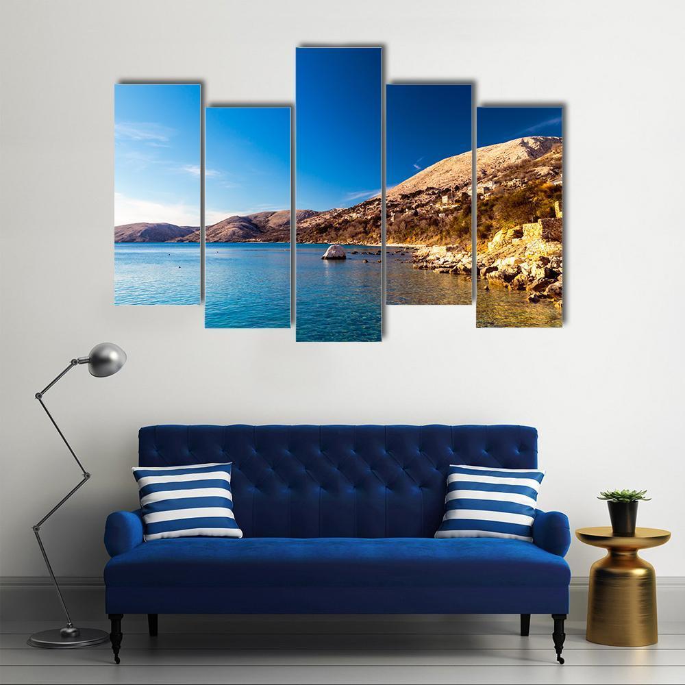 Stara Baska Village In Krk Island Canvas Wall Art-5 Pop-Gallery Wrap-47" x 32"-Tiaracle