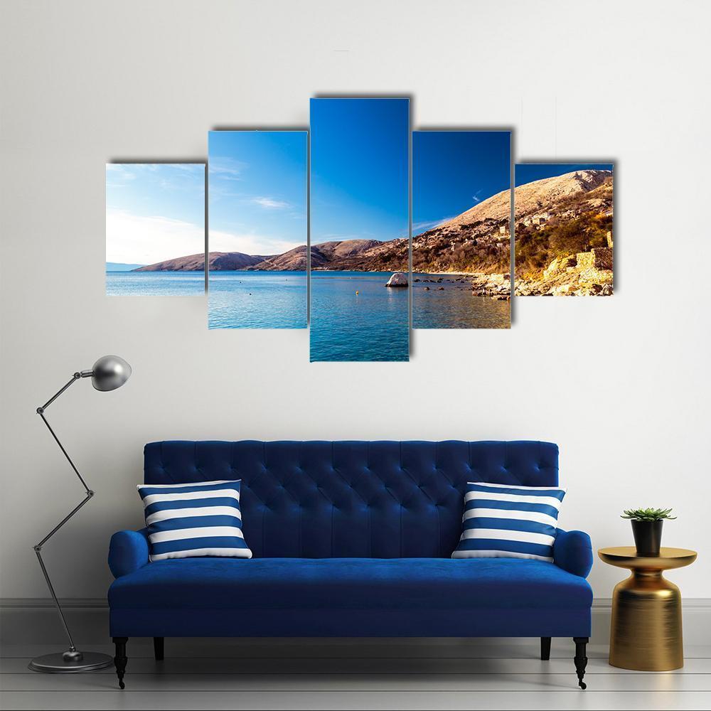 Stara Baska Village In Krk Island Canvas Wall Art-5 Star-Gallery Wrap-62" x 32"-Tiaracle