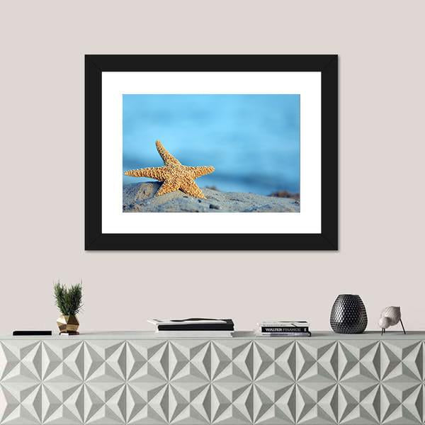 Starfish On Sandy Beach Canvas Wall Art-5 Horizontal-Gallery Wrap-22" x 12"-Tiaracle