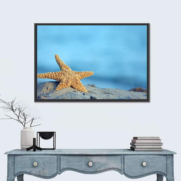 Starfish On Sandy Beach Canvas Wall Art-5 Horizontal-Gallery Wrap-22" x 12"-Tiaracle