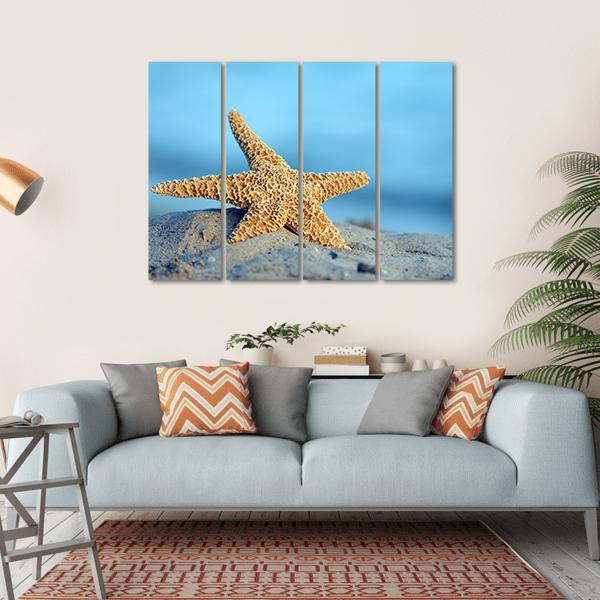 Starfish On Sandy Beach Canvas Wall Art-4 Horizontal-Gallery Wrap-34" x 24"-Tiaracle