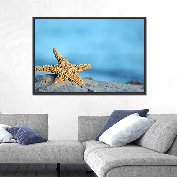 Starfish On Sandy Beach Canvas Wall Art-5 Horizontal-Gallery Wrap-22" x 12"-Tiaracle