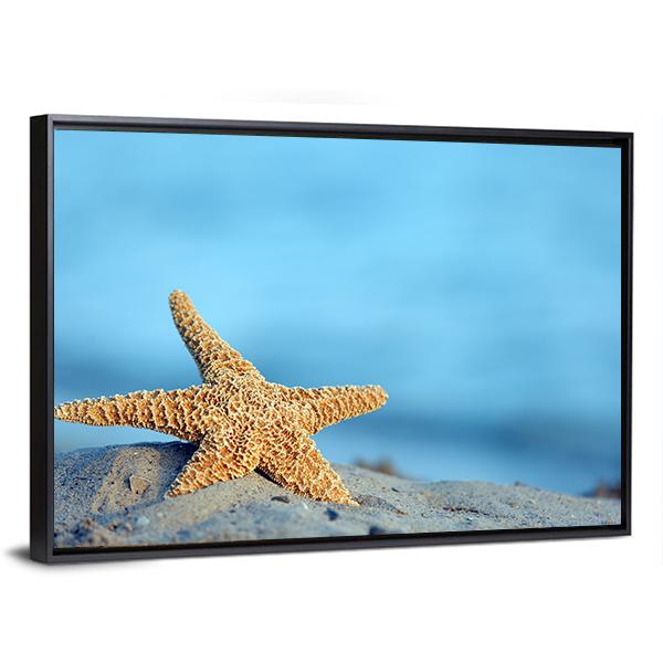 Starfish On Sandy Beach Canvas Wall Art-5 Horizontal-Gallery Wrap-22" x 12"-Tiaracle
