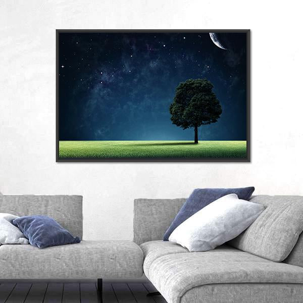Starry Night Vertical Canvas Wall Art-3 Vertical-Gallery Wrap-12" x 25"-Tiaracle