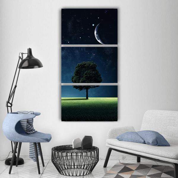 Starry Night Vertical Canvas Wall Art-3 Vertical-Gallery Wrap-12" x 25"-Tiaracle