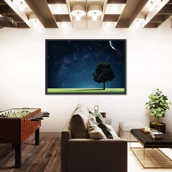 Starry Night Vertical Canvas Wall Art-3 Vertical-Gallery Wrap-12" x 25"-Tiaracle