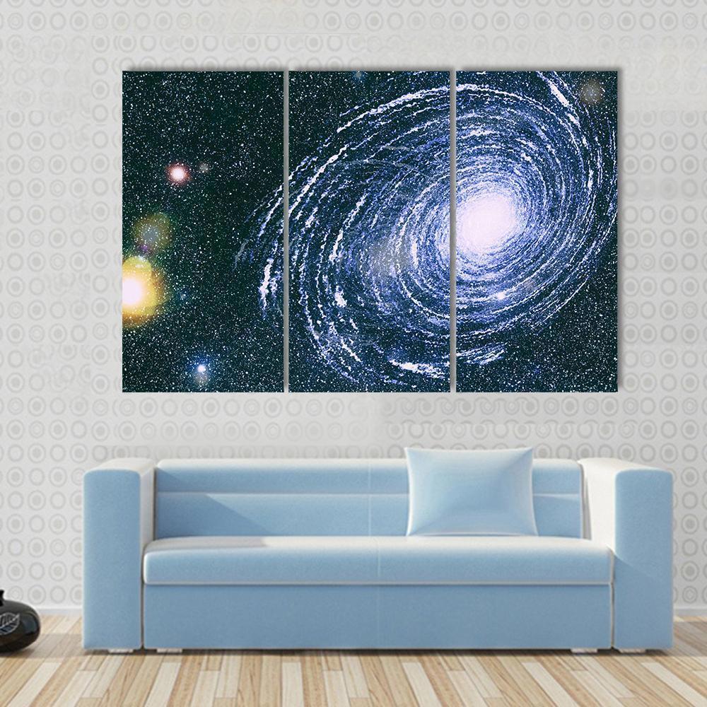 Starry Outer Space Canvas Wall Art-3 Horizontal-Gallery Wrap-37" x 24"-Tiaracle