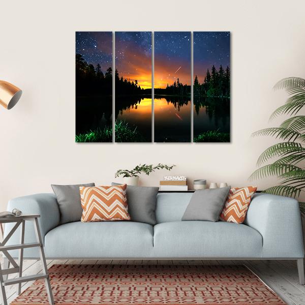 Starry Sky And The Milky Way Canvas Wall Art-4 Horizontal-Gallery Wrap-34" x 24"-Tiaracle