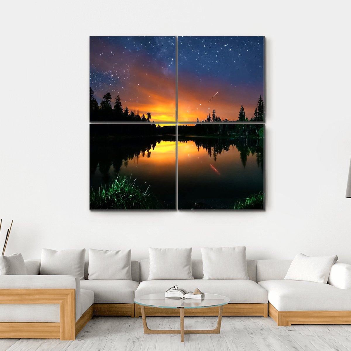Starry Sky And The Milky Way Canvas Wall Art-4 Square-Gallery Wrap-17" x 17"-Tiaracle