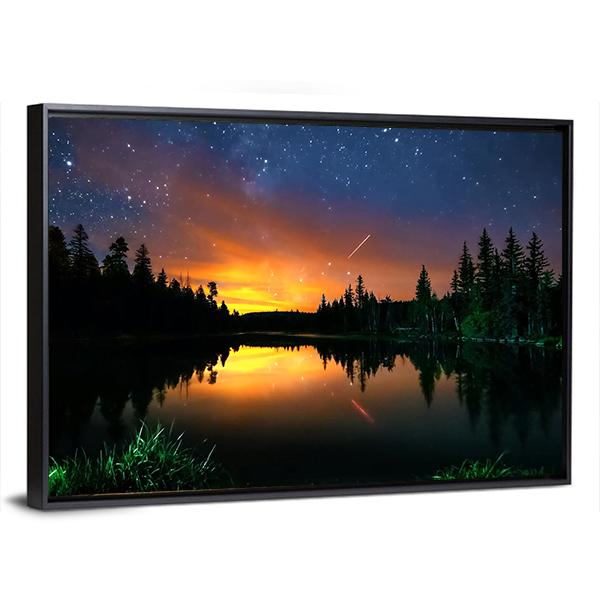Starry Sky And The Milky Way Canvas Wall Art-3 Horizontal-Gallery Wrap-25" x 16"-Tiaracle