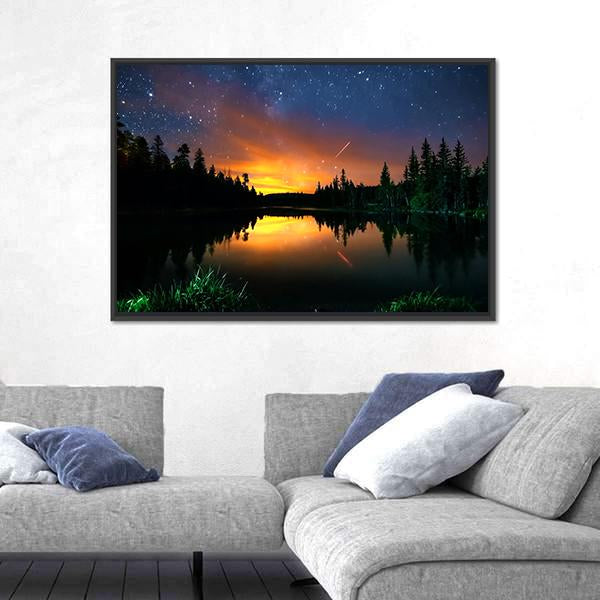 Starry Sky And The Milky Way Canvas Wall Art-3 Horizontal-Gallery Wrap-25" x 16"-Tiaracle