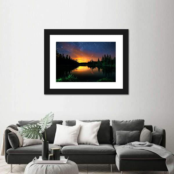 Starry Sky And The Milky Way Canvas Wall Art-3 Horizontal-Gallery Wrap-25" x 16"-Tiaracle