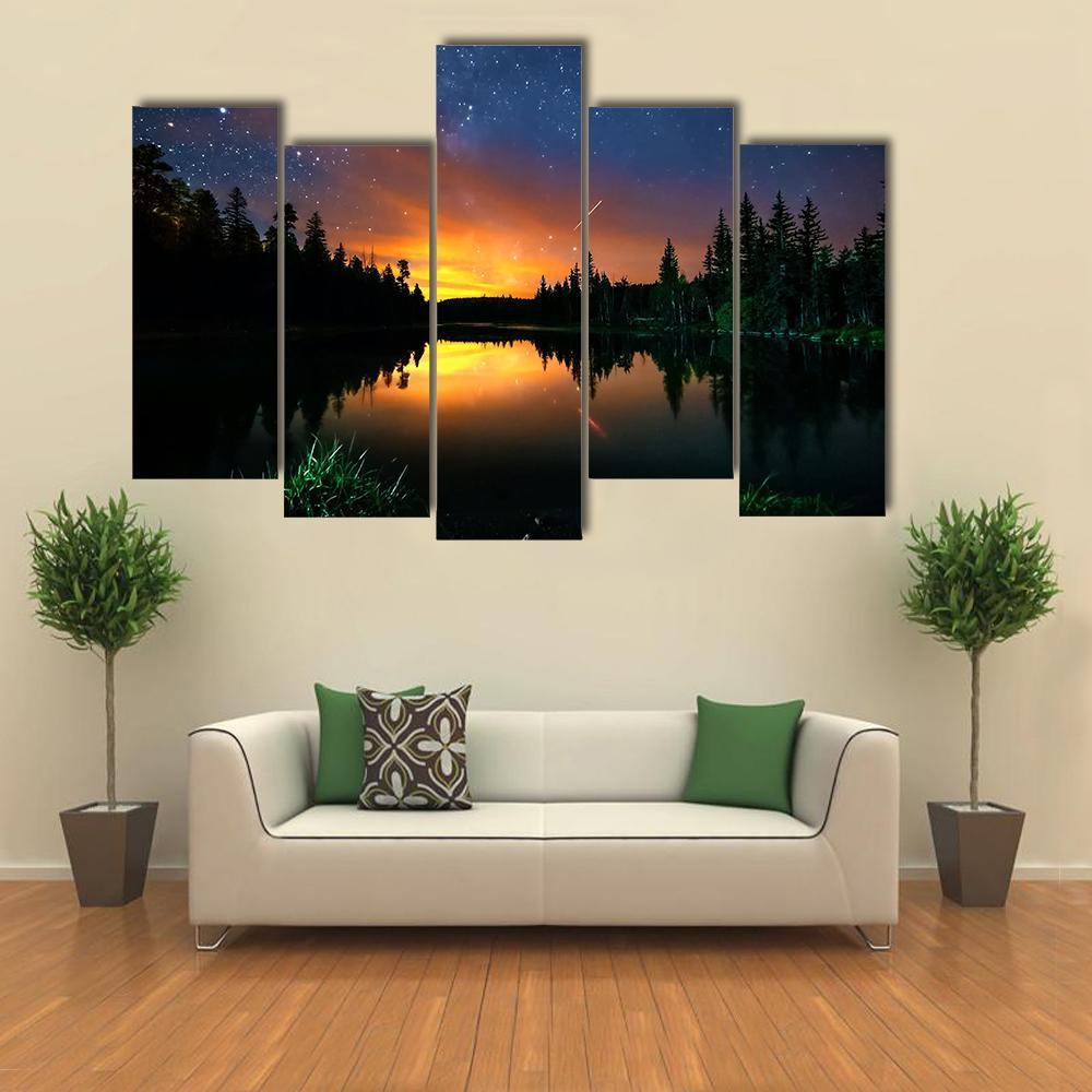 Starry Sky And The Milky Way Canvas Wall Art-5 Pop-Gallery Wrap-47" x 32"-Tiaracle