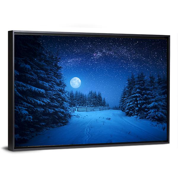 Starry Sky In Winter Canvas Wall Art-3 Horizontal-Gallery Wrap-25" x 16"-Tiaracle