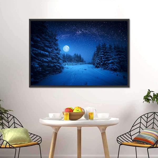 Starry Sky In Winter Canvas Wall Art-3 Horizontal-Gallery Wrap-25" x 16"-Tiaracle
