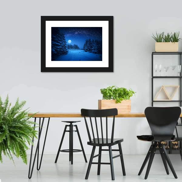 Starry Sky In Winter Canvas Wall Art-3 Horizontal-Gallery Wrap-25" x 16"-Tiaracle