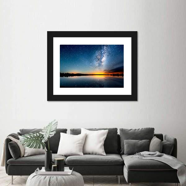 Starry Sky & Milky Way Canvas Wall Art-1 Piece-Framed Print-20" x 16"-Tiaracle