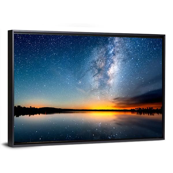 Starry Sky & Milky Way Canvas Wall Art-3 Horizontal-Gallery Wrap-25" x 16"-Tiaracle