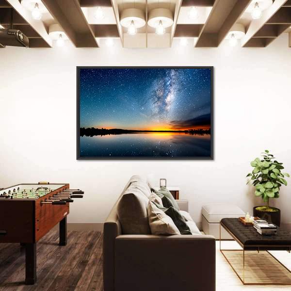 Starry Sky & Milky Way Canvas Wall Art-3 Horizontal-Gallery Wrap-25" x 16"-Tiaracle
