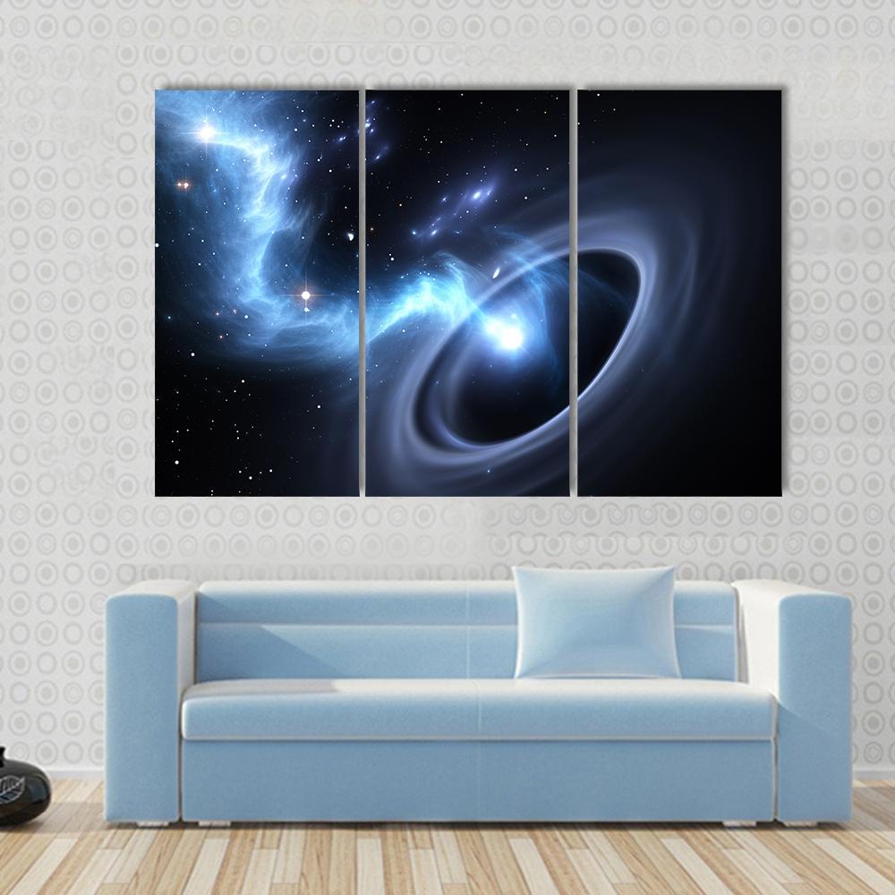 Stars And Material Falls Into A Black Hole Canvas Wall Art-3 Horizontal-Gallery Wrap-37" x 24"-Tiaracle