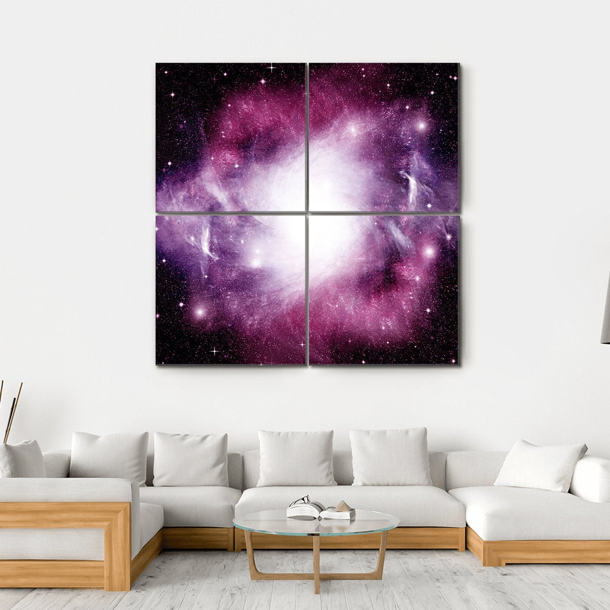 Stars Dust And Gas Nebula In A Far Galaxy Canvas Wall Art-4 Square-Gallery Wrap-17" x 17"-Tiaracle