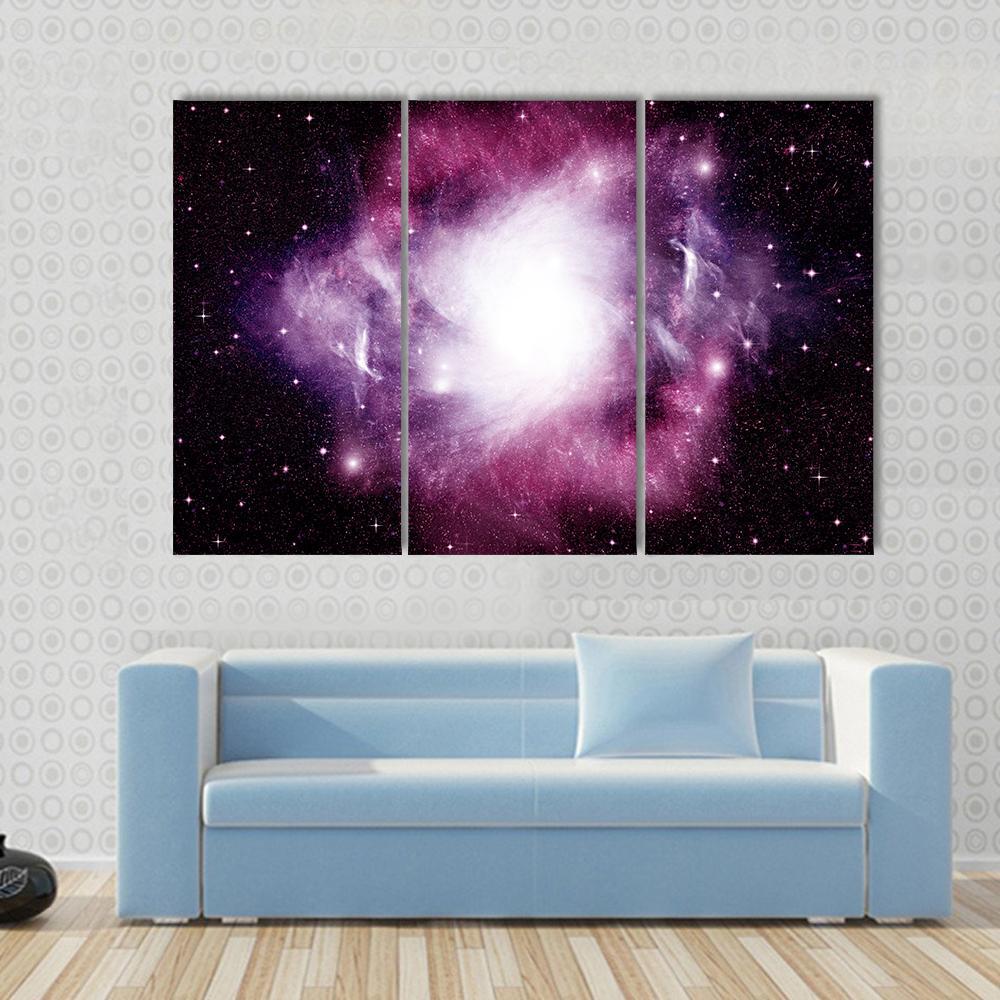 Stars Dust And Gas Nebula In A Far Galaxy Canvas Wall Art-3 Horizontal-Gallery Wrap-37" x 24"-Tiaracle