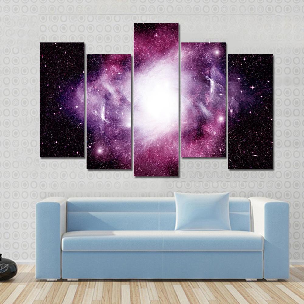 Stars Dust And Gas Nebula In A Far Galaxy Canvas Wall Art-5 Pop-Gallery Wrap-47" x 32"-Tiaracle