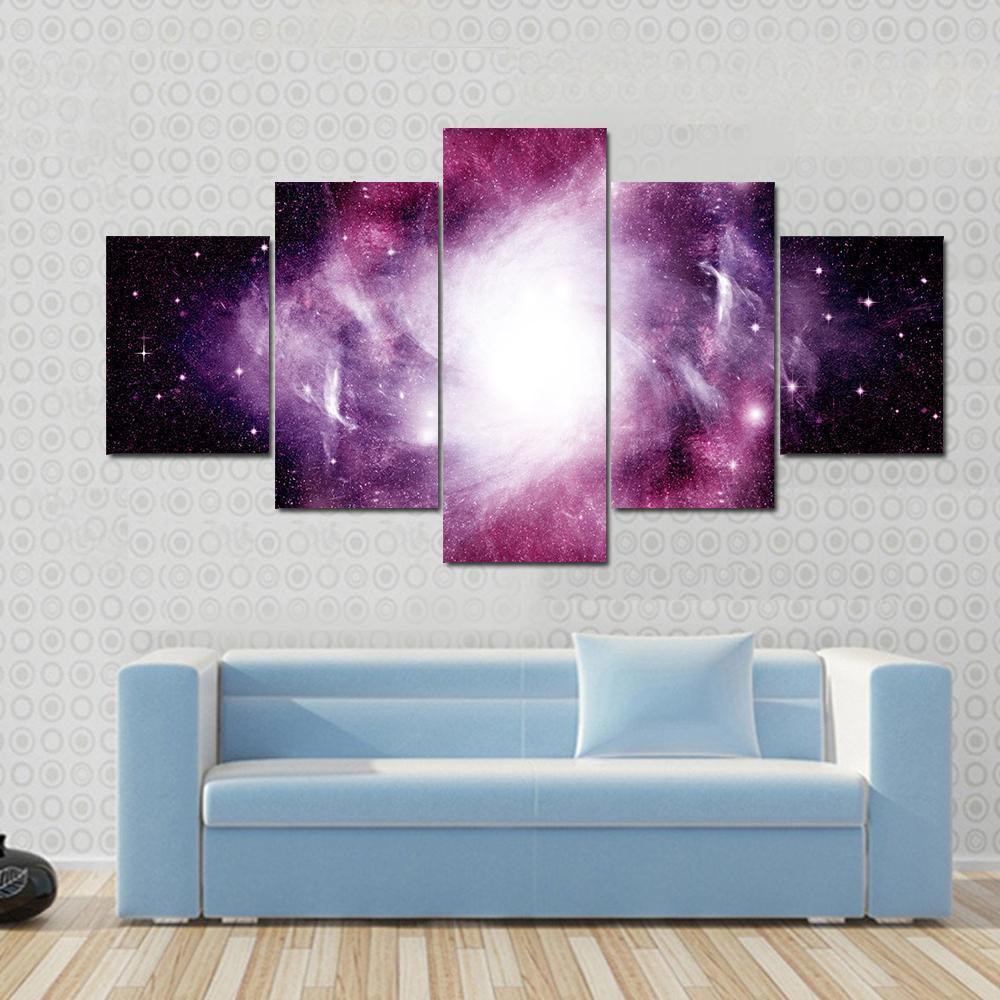 Stars Dust And Gas Nebula In A Far Galaxy Canvas Wall Art-5 Star-Gallery Wrap-62" x 32"-Tiaracle