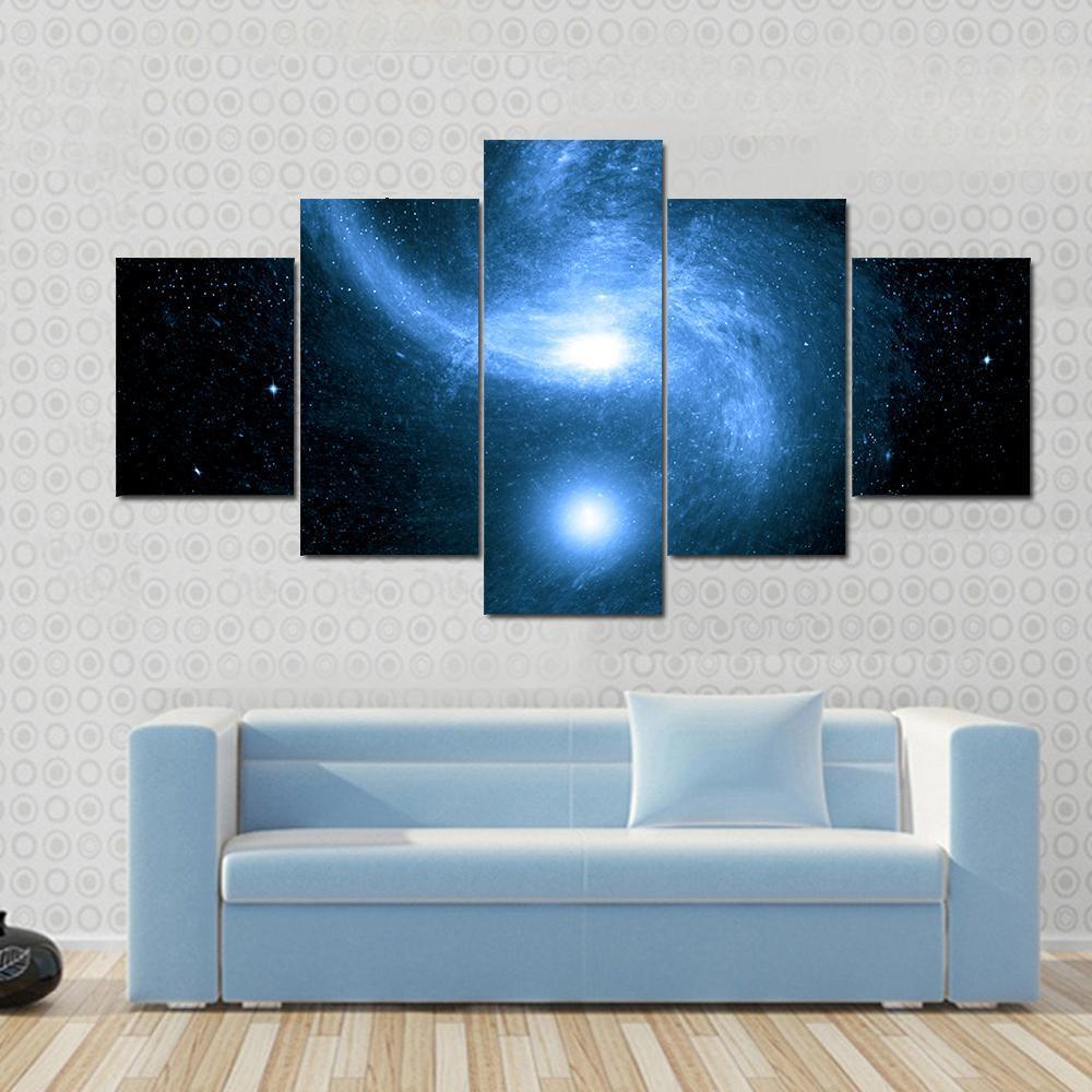 Stars Of A Planet And Galaxy In Space Canvas Wall Art-5 Star-Gallery Wrap-62" x 32"-Tiaracle