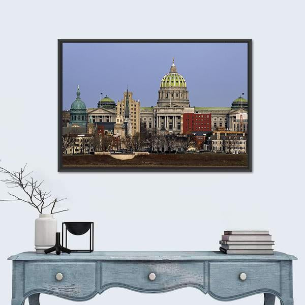 State Capitol Complex Canvas Wall Art-1 Piece-Floating Frame-24" x 16"-Tiaracle