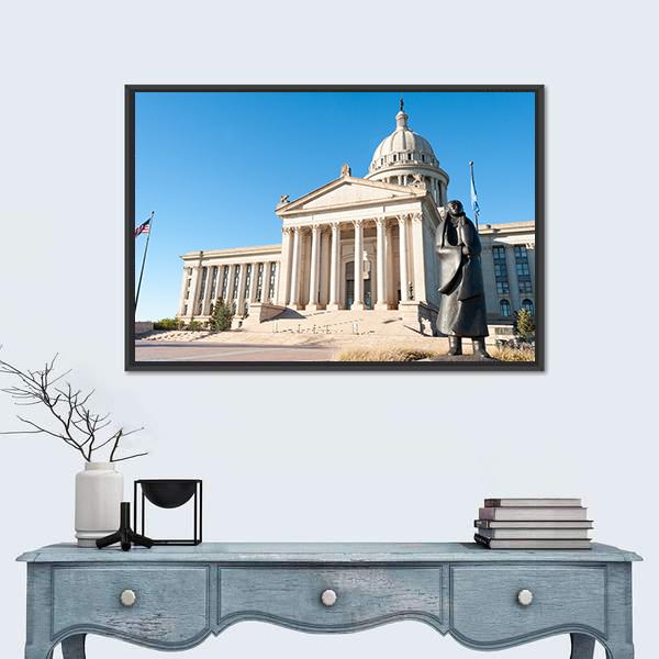 State Capitol In Oklahoma City Canvas Wall Art-1 Piece-Floating Frame-24" x 16"-Tiaracle