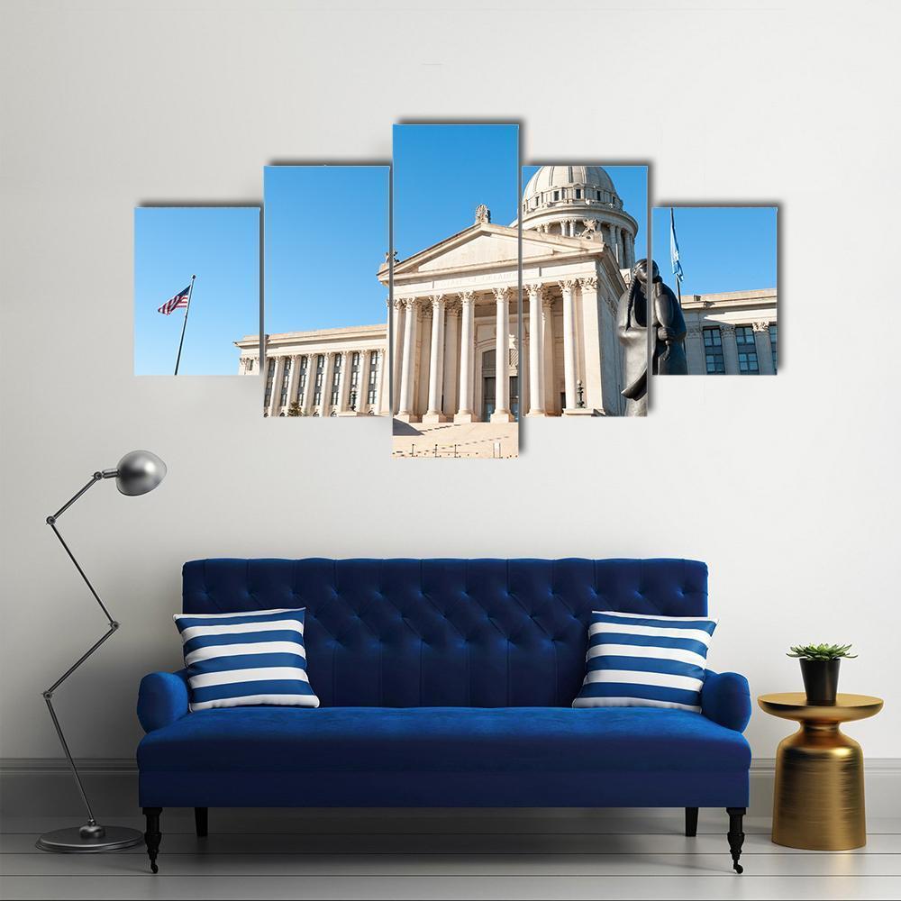 State Capitol In Oklahoma City Canvas Wall Art-5 Star-Gallery Wrap-62" x 32"-Tiaracle