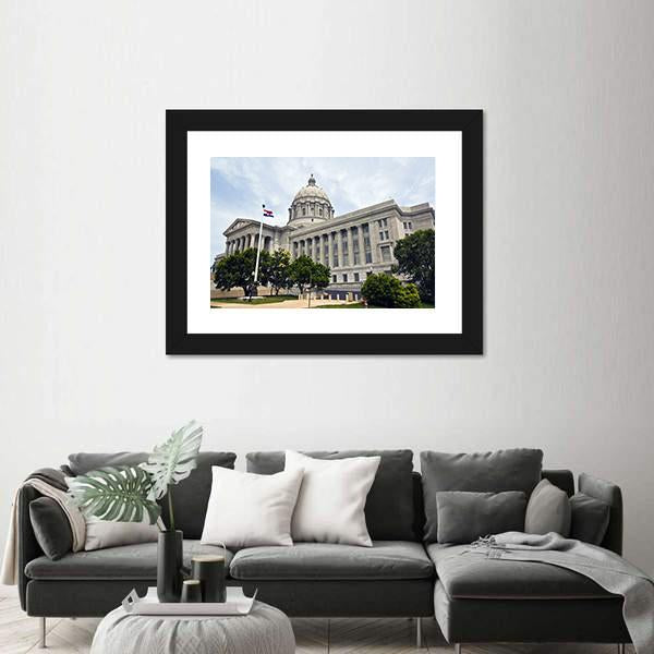 State Capitol Of Missouri Canvas Wall Art-1 Piece-Framed Print-20" x 16"-Tiaracle