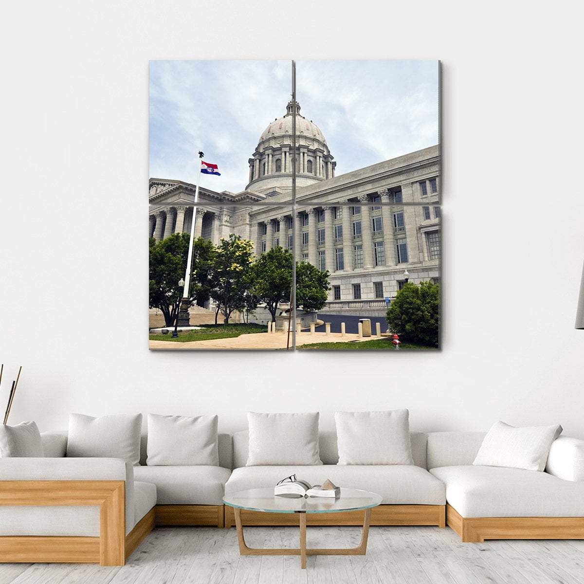 State Capitol Of Missouri Canvas Wall Art-4 Square-Gallery Wrap-17" x 17"-Tiaracle