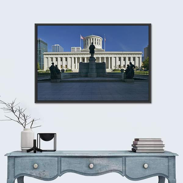 State Capitol Of Ohio Canvas Wall Art-1 Piece-Floating Frame-24" x 16"-Tiaracle