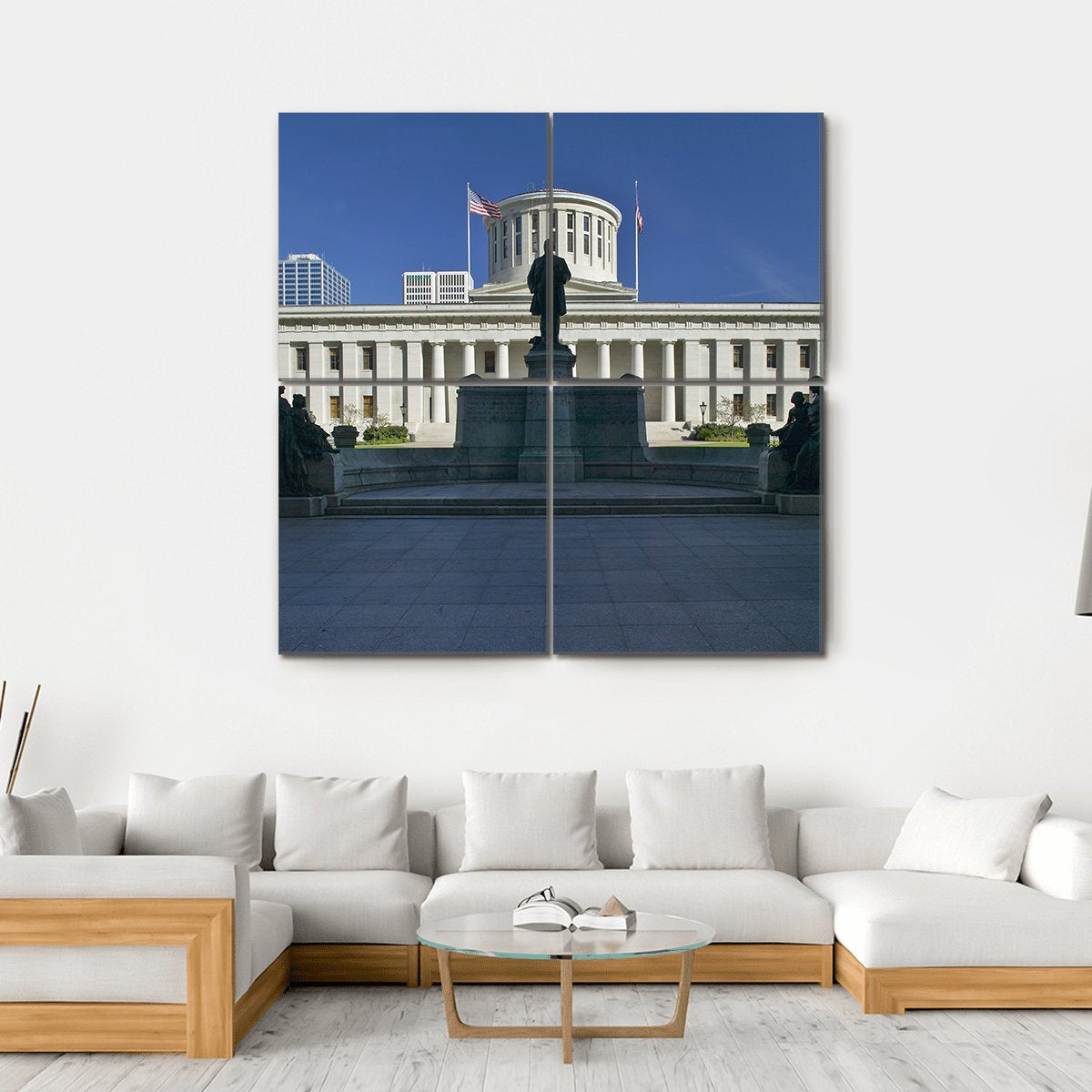 State Capitol Of Ohio Canvas Wall Art-4 Square-Gallery Wrap-17" x 17"-Tiaracle
