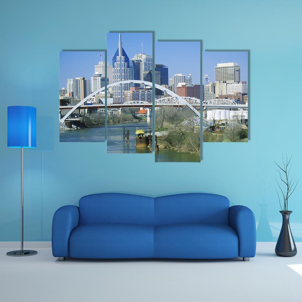TN Skyline Canvas Wall Art-4 Pop-Gallery Wrap-50" x 32"-Tiaracle