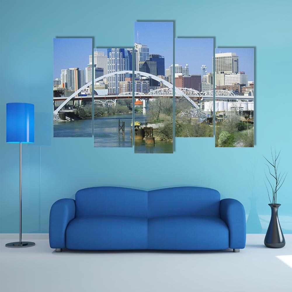 TN Skyline Canvas Wall Art-5 Pop-Gallery Wrap-47" x 32"-Tiaracle