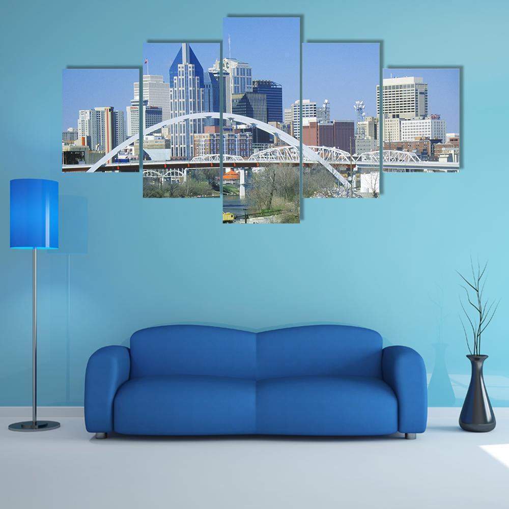 TN Skyline Canvas Wall Art-5 Star-Gallery Wrap-62" x 32"-Tiaracle
