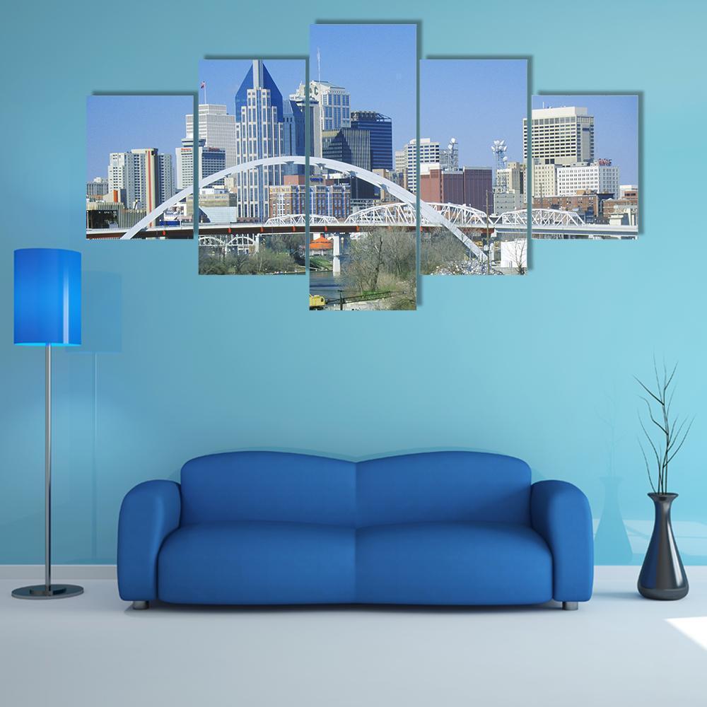 TN Skyline Canvas Wall Art-1 Piece-Gallery Wrap-48" x 32"-Tiaracle