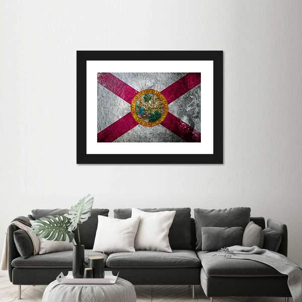State Flag Of Florida Canvas Wall Art-1 Piece-Framed Print-20" x 16"-Tiaracle