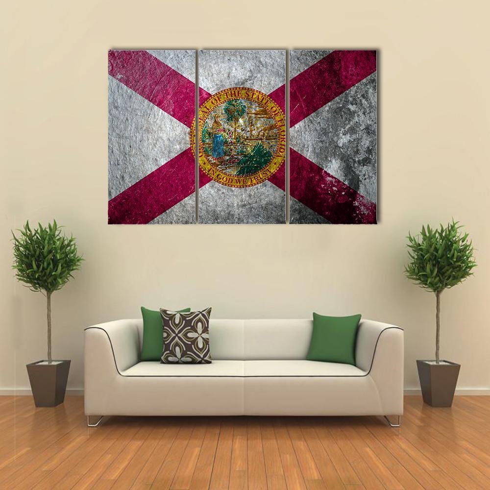 State Flag Of Florida Canvas Wall Art-3 Horizontal-Gallery Wrap-37" x 24"-Tiaracle