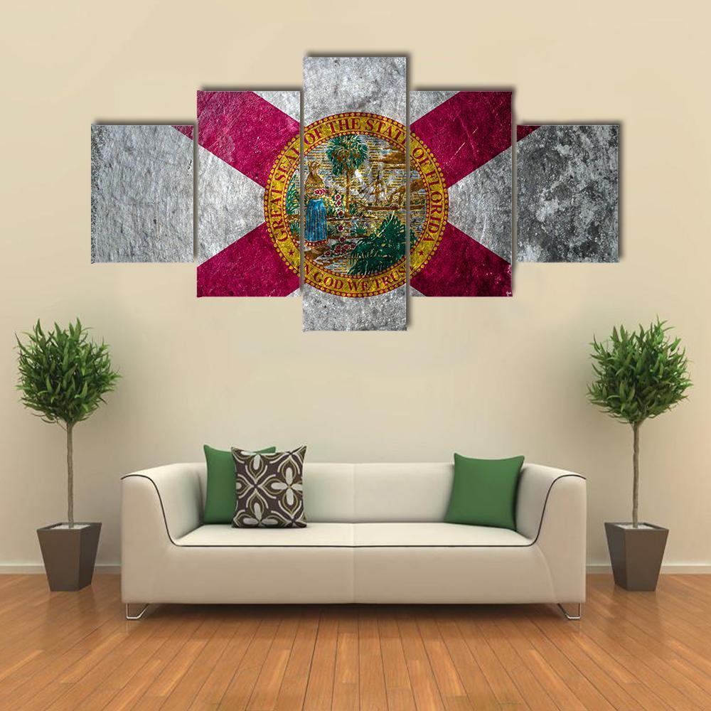 State Flag Of Florida Canvas Wall Art-5 Pop-Gallery Wrap-47" x 32"-Tiaracle