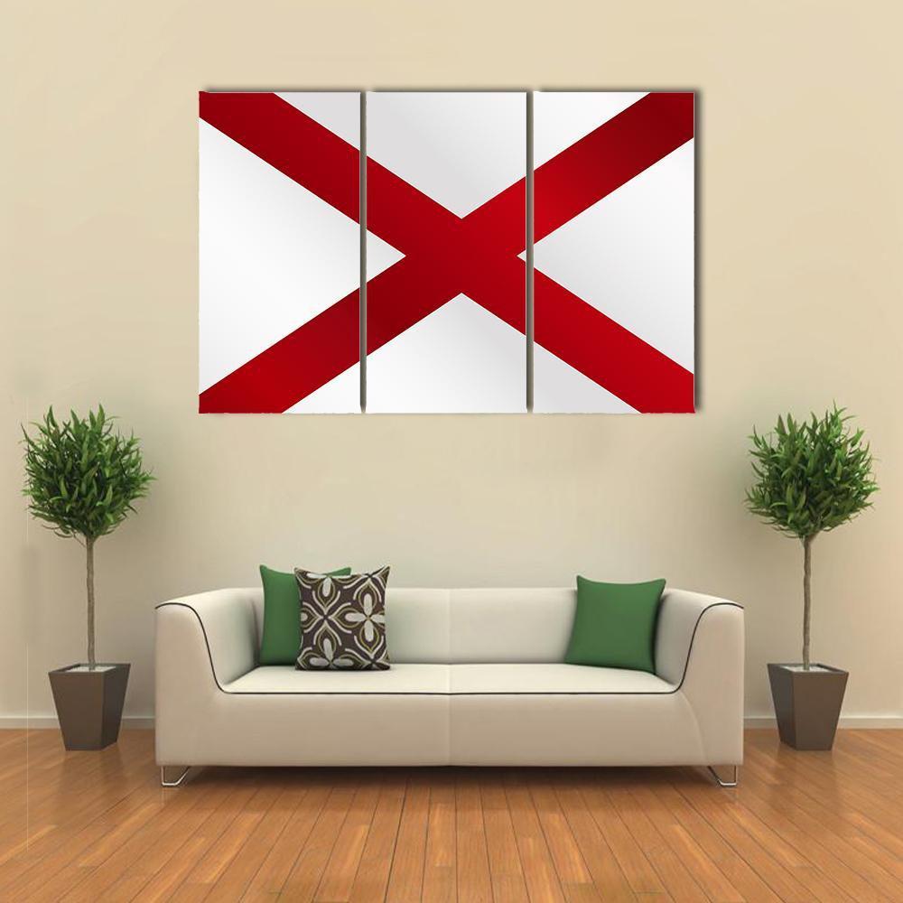 State Of Alabama Flag Canvas Wall Art-3 Horizontal-Gallery Wrap-37" x 24"-Tiaracle